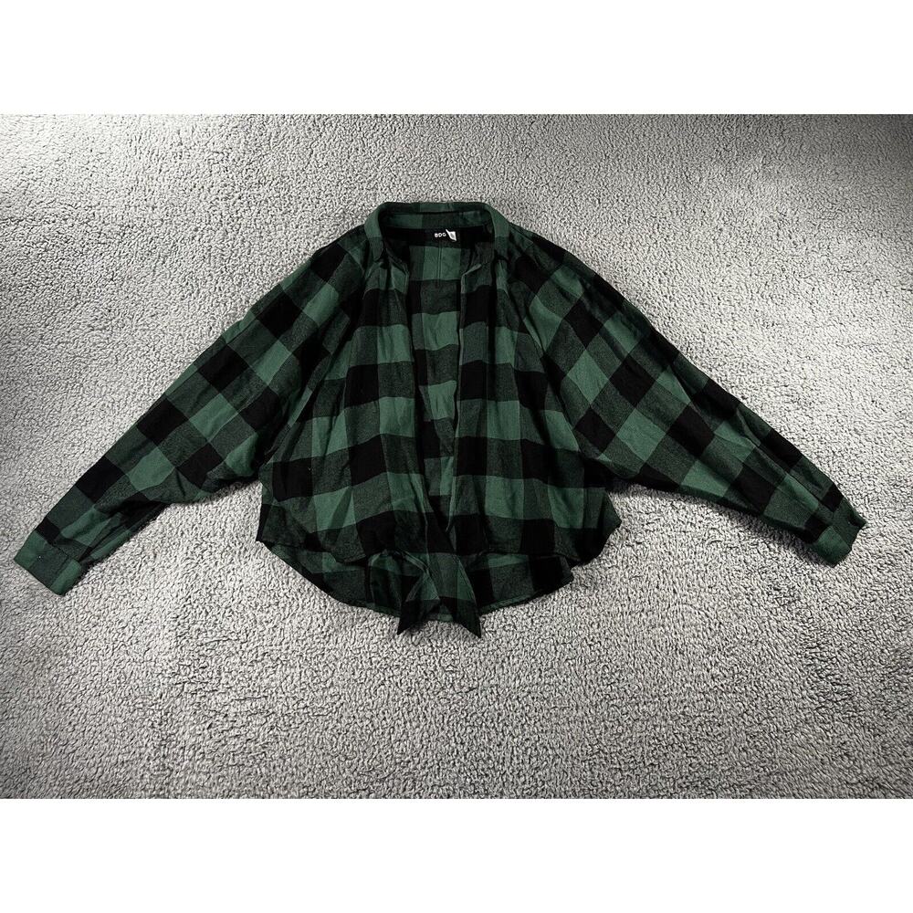 BDG Flannel Shirt Women Small Plaid Long Sleeve Front‎ Tie Festival Cottagecore
